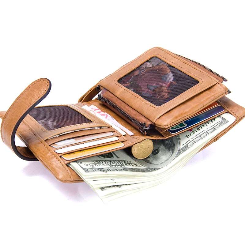 100% Genuine Leather Men's Wallet Brand Coin Short Card Holder 22 Wallet ContactS OK•PhotoFineArt