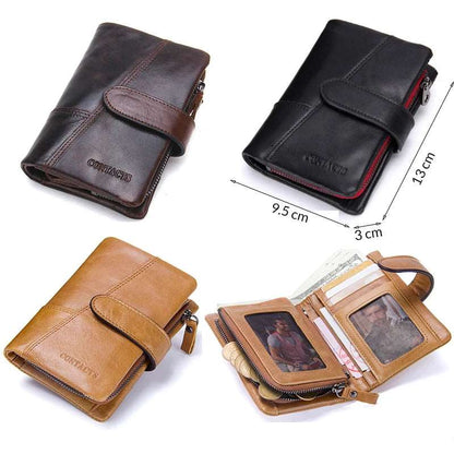 100% Genuine Leather Men's Wallet Brand Coin Short Card Holder 22 Wallet ContactS OK•PhotoFineArt