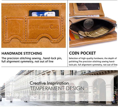 100% Genuine Leather Men's Wallet Brand Coin Short Card Holder 22 Wallet ContactS OK•PhotoFineArt