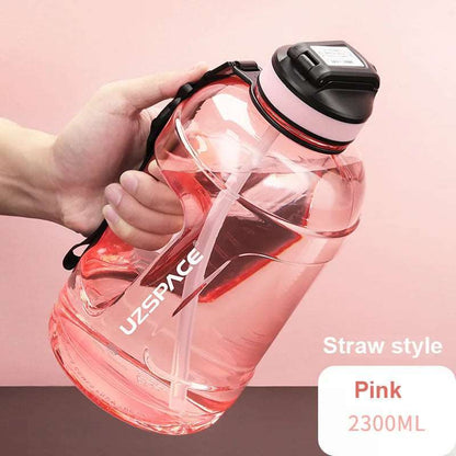 1.6L/2.3L Large Capacity Sports Water Bottles with Straw BPA Free With Time Marker 2300ml Straw Pink