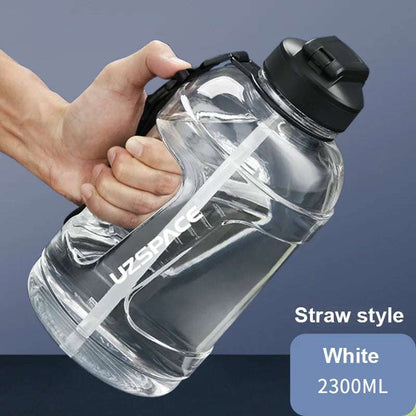1.6L/2.3L Large Capacity Sports Water Bottles with Straw BPA Free With Time Marker 2300ml Straw White