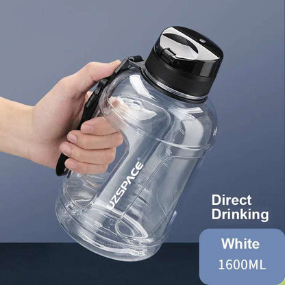1.6L/2.3L Large Capacity Sports Water Bottles with Straw BPA Free With Time Marker 1600ml White