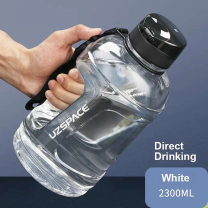 1.6L/2.3L Large Capacity Sports Water Bottles with Straw BPA Free With Time Marker 2300ml White