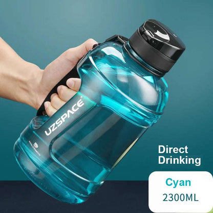 1.6L/2.3L Large Capacity Sports Water Bottles with Straw BPA Free With Time Marker 2300ml Cyan