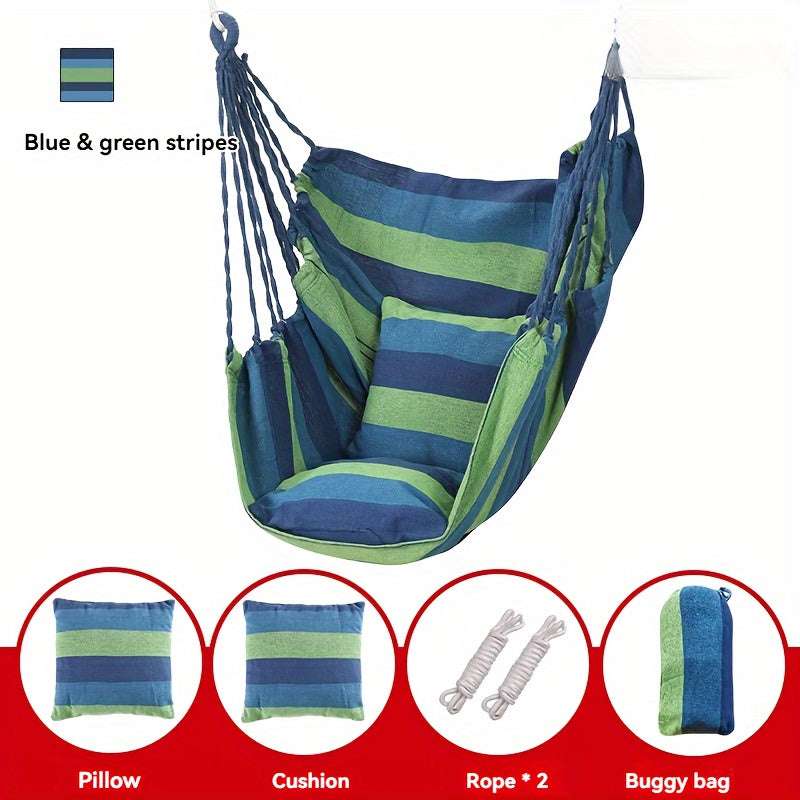 1pc Outdoor Hammock Chair, Canvas Leisure Swing Hanging Chair, With Pillow And Cushion 14 Hammock OK•PhotoFineArt OK•PhotoFineArt