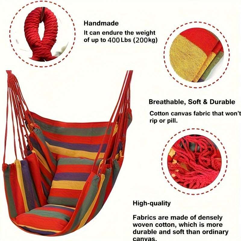 1pc Outdoor Hammock Chair, Canvas Leisure Swing Hanging Chair, With Pillow And Cushion 14 Hammock OK•PhotoFineArt OK•PhotoFineArt