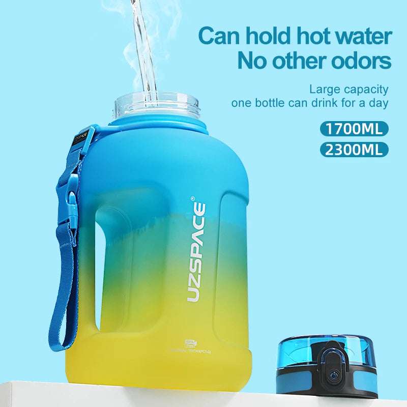 2 Liters Water Bottle with Time Marker Reusable High-capacity