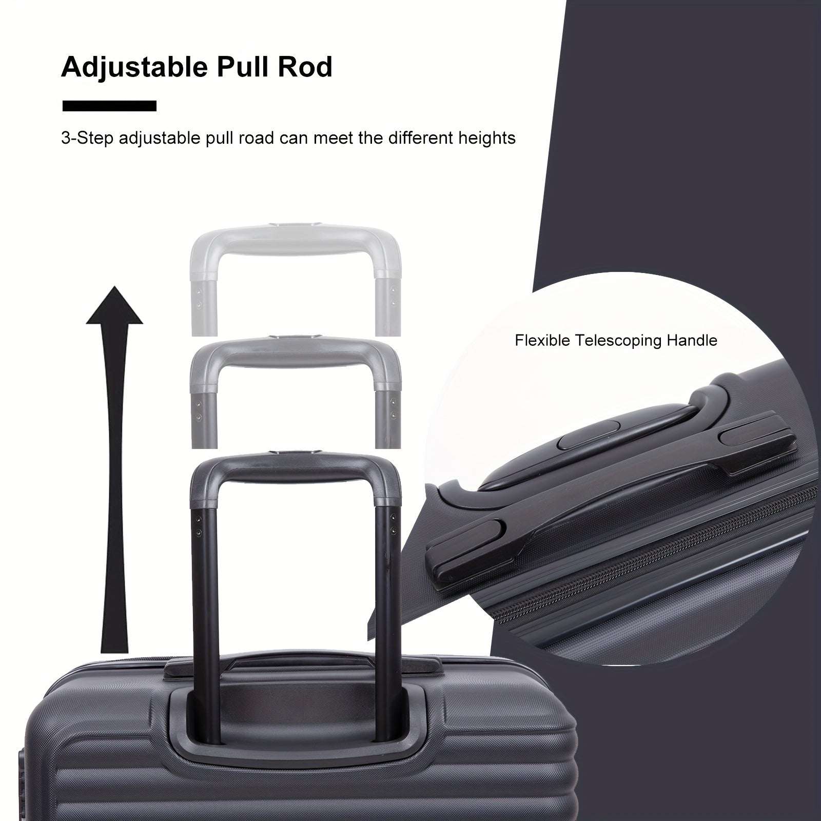 3-Pcs Lightweight ABS Suitcase Set - Telescoping Handle, Spinner Wheels, TSA-Approved Combination Lock 140 OK•PhotoFineArt OK•PhotoFineArt