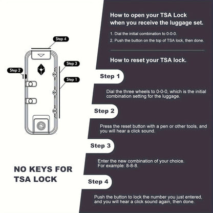 3-Pcs Lightweight ABS Suitcase Set - Telescoping Handle, Spinner Wheels, TSA-Approved Combination Lock 140 OK•PhotoFineArt OK•PhotoFineArt