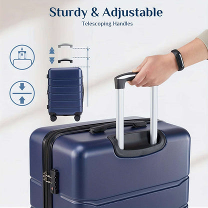 3-Piece Hard Shell Luggage Set, Navy Blue, 20", 24", 28" Suitcases, 4 Double Spinner Wheels, Expandable, TSA Lock, Lightweight, Durable, Travel Suitcases Set 127 OK•PhotoFineArt OK•PhotoFineArt