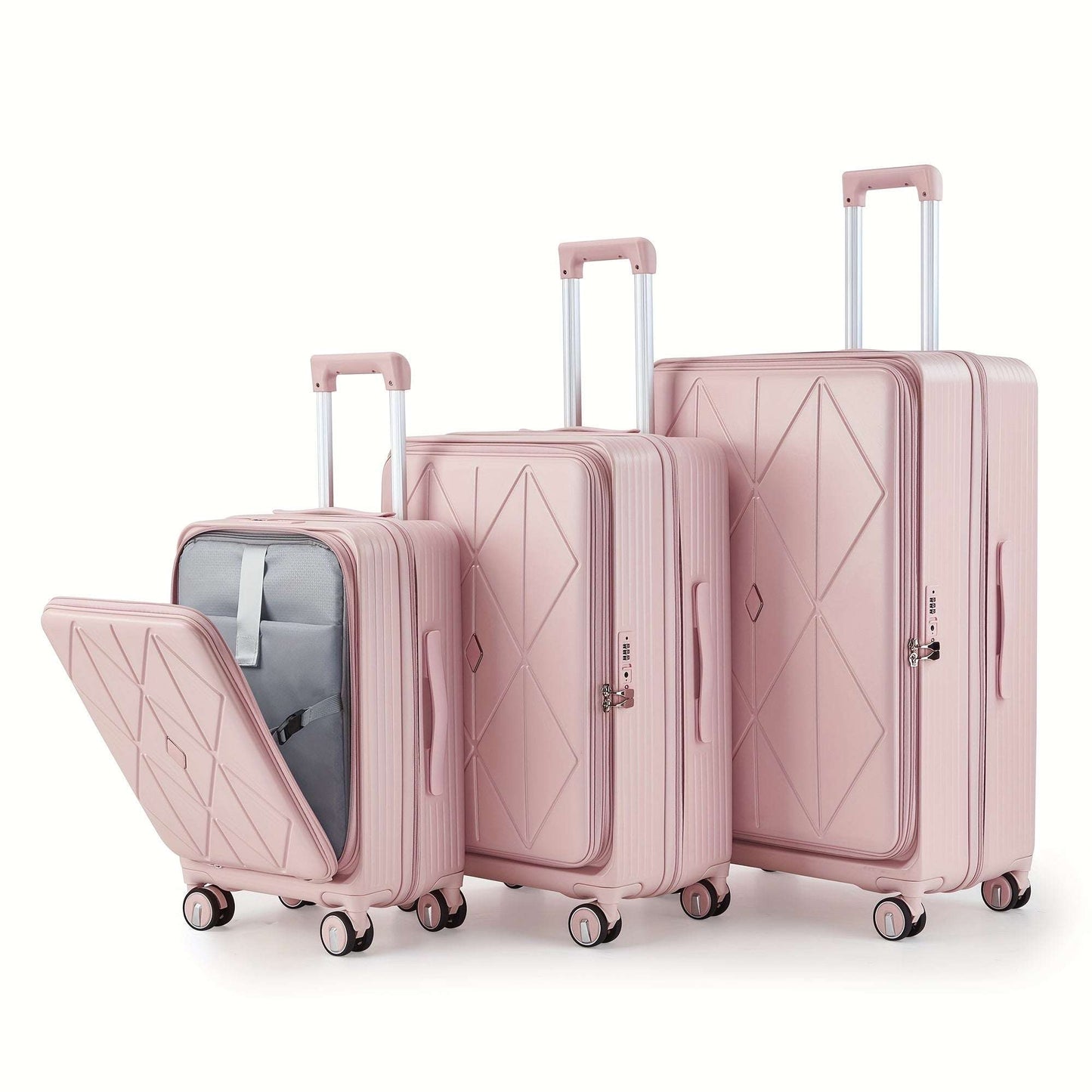 3-Piece Hardside Luggage Set with Spinner Wheels, Lightweight Suitcase with External Front Compartment, TSA Lock 202 Luggage OK•PhotoFineArt OK•PhotoFineArt