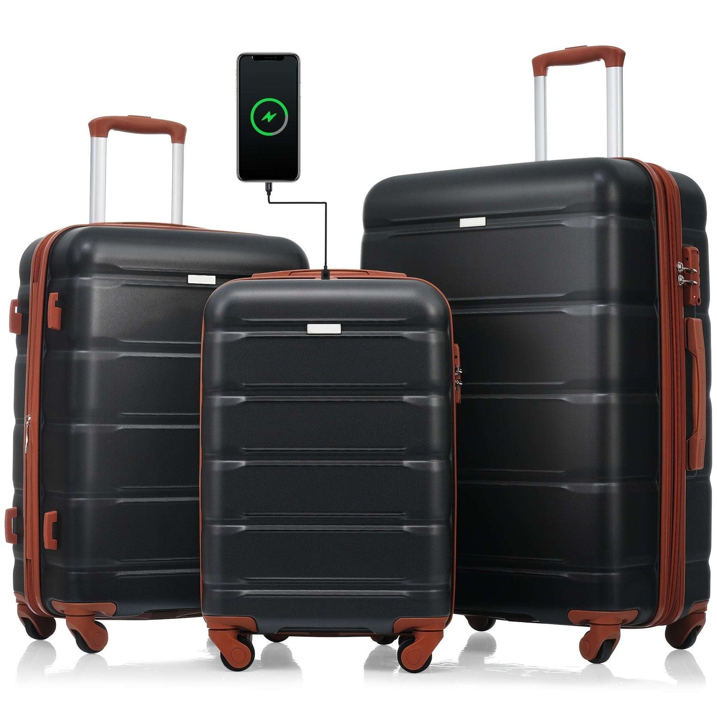 3-Piece Spacious Luggage Set - Airline-Approved Carry-On with Telescoping Handle, Spinner Wheels, and Combination Lock 139 Luggage OK•PhotoFineArt OK•PhotoFineArt