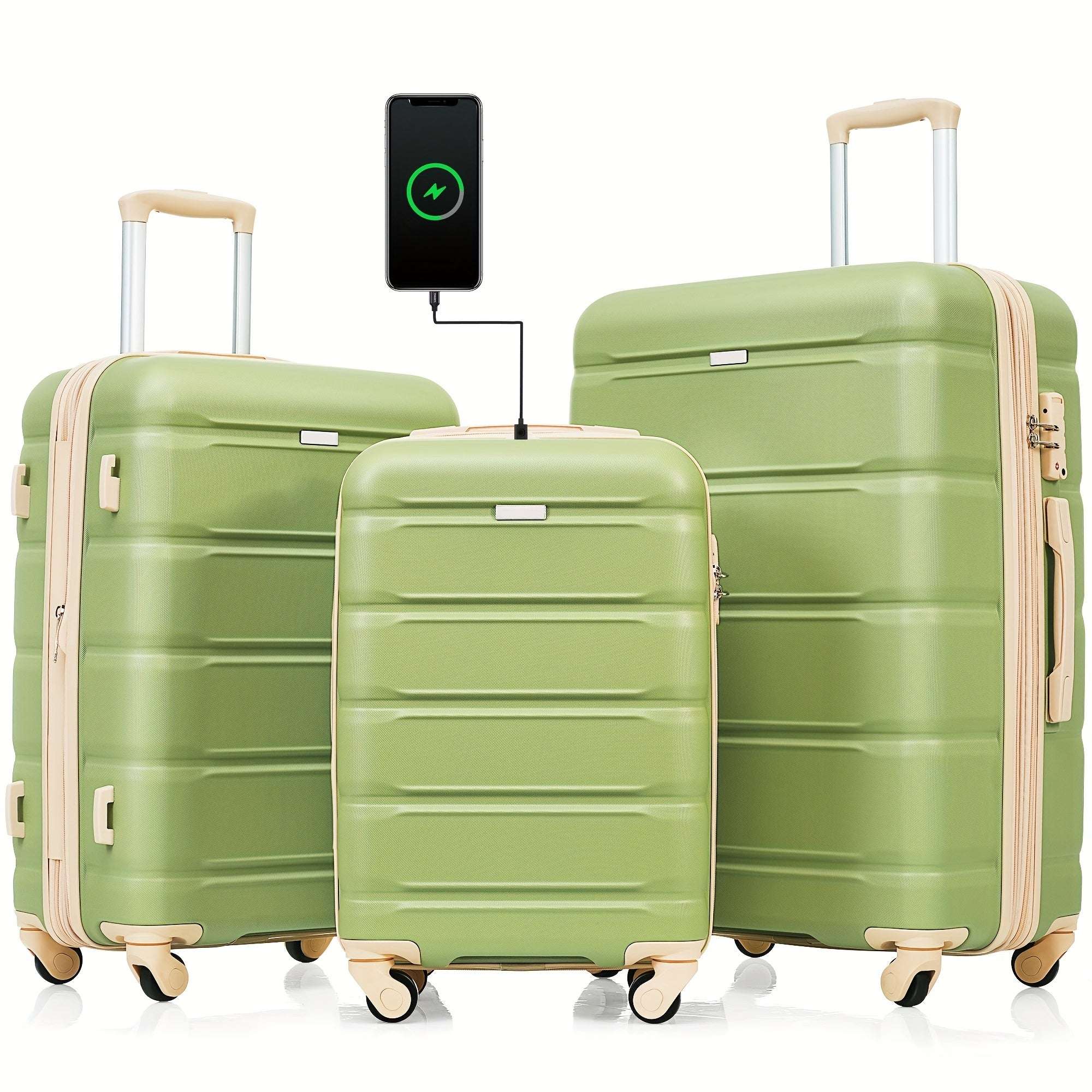 3-Piece Spacious Luggage Set - Airline-Approved Carry-On with Telescoping Handle, Spinner Wheels, and Combination Lock 139 Luggage OK•PhotoFineArt OK•PhotoFineArt