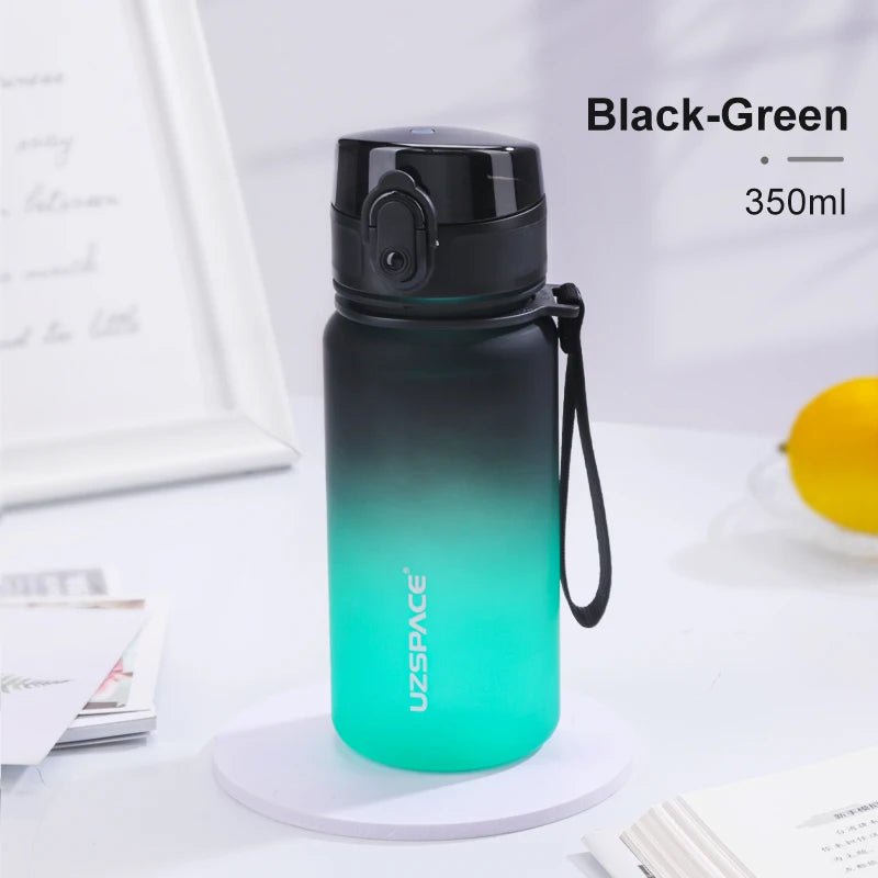 350ML Sport Water Bottle With Time Marker Kids Portable BPA Free Black and Green 350ml