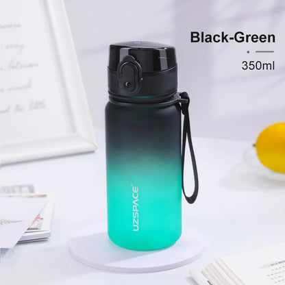 350ML Sport Water Bottle With Time Marker Kids Portable BPA Free Black and Green 350ml