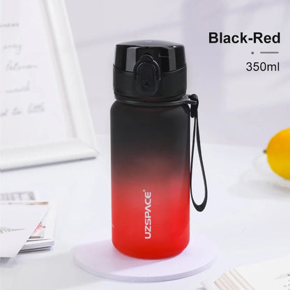 350ML Sport Water Bottle With Time Marker Kids Portable BPA Free Black and Red 350ml