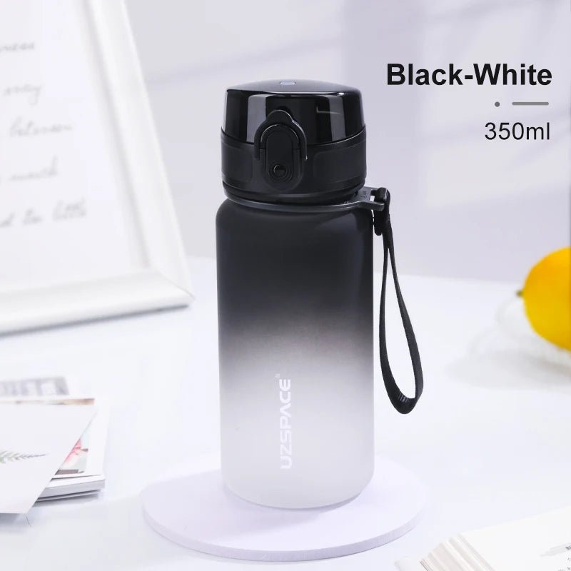 350ML Sport Water Bottle With Time Marker Kids Portable BPA Free Black and White 350ml