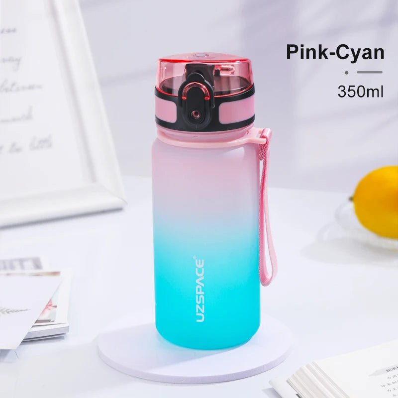 350ML Sport Water Bottle With Time Marker Kids Portable BPA Free Pink and Cyan 350ml