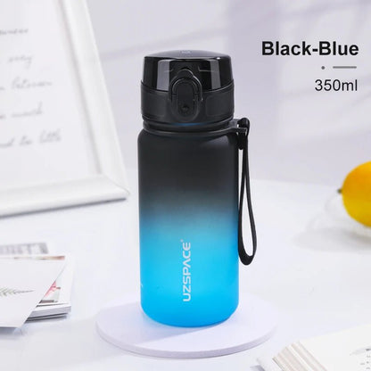 350ML Sport Water Bottle With Time Marker Kids Portable BPA Free Black and Blue 350ml