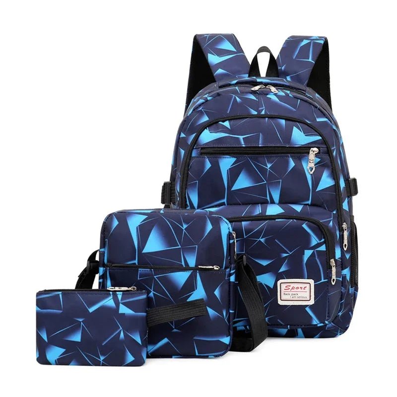 3set School Bags For Girls Boys Lightweight Waterproof Hot blue