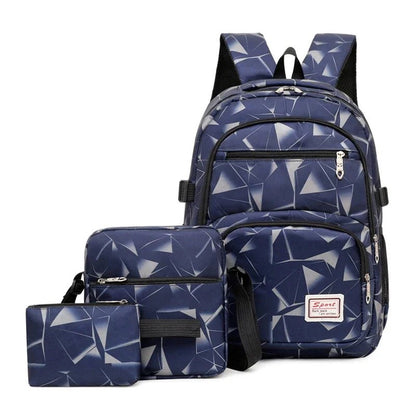 3set School Bags For Girls Boys Lightweight Waterproof Hot dark blue