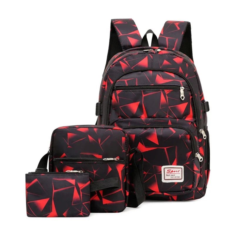 3set School Bags For Girls Boys Lightweight Waterproof Hot red