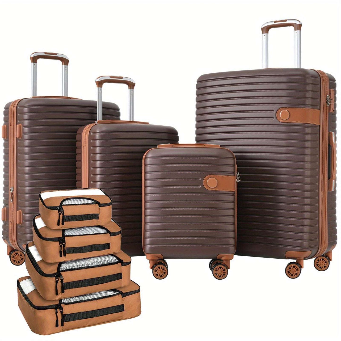 4 Piece Luggage Set Suitcase Set, ABS Hard Shell Lightweight Expandable Travel Luggage with 4 Packing Cubes, TSA Lock 184 Luggage OK•PhotoFineArt OK•PhotoFineArt