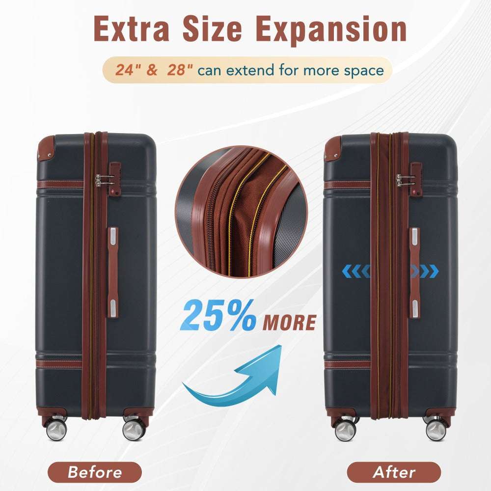 4 Pieces 20"+24"+28" Luggage and Cosmetic Case, Spinner Suitcase with TSA Lock 160 Luggage OK•PhotoFineArt OK•PhotoFineArt