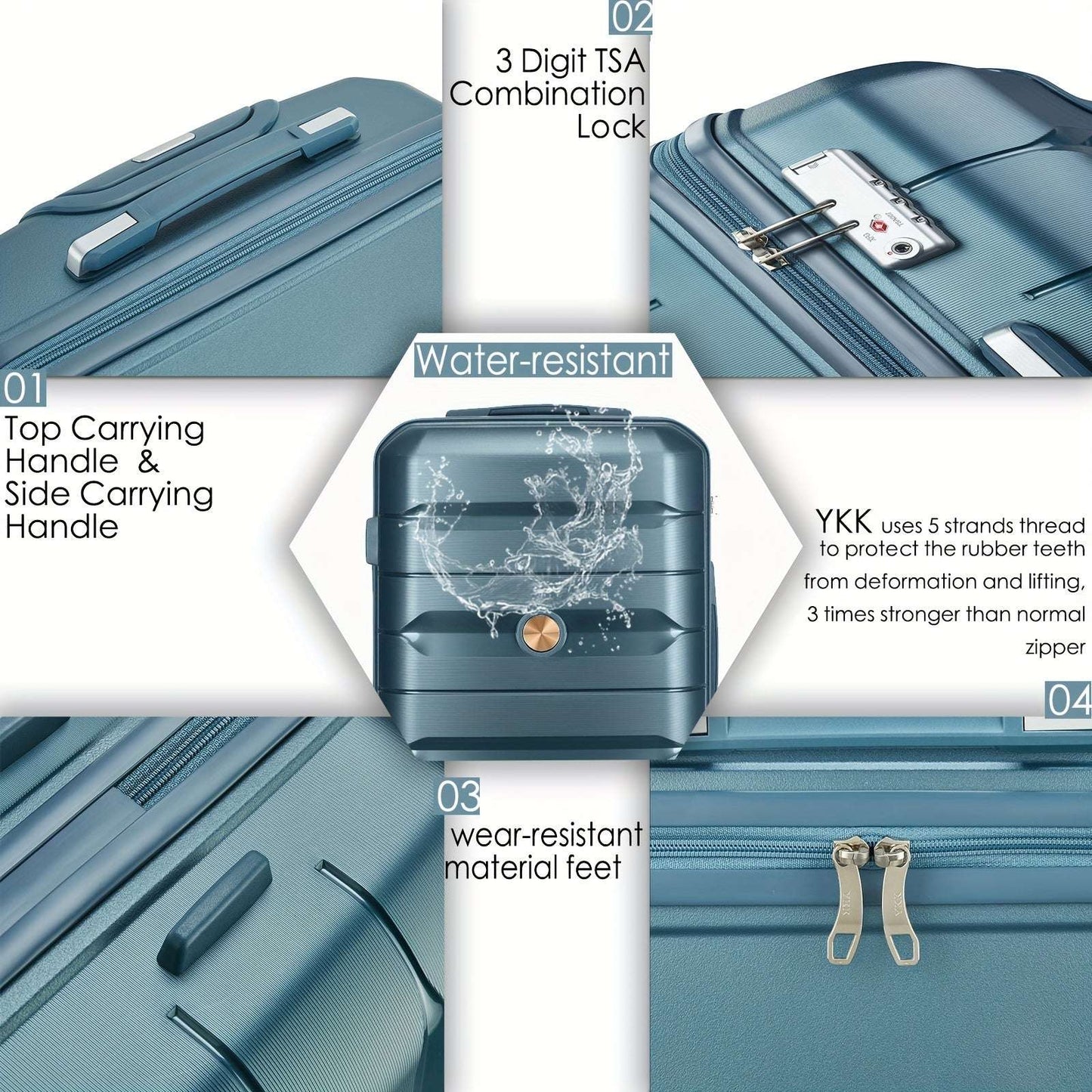 4pcs Somago Premium Spinner Luggage Set - Durable PP Hard Shell, Combination Lock, 6-Set Packing Bags 214 Luggage Somago OK•PhotoFineArt