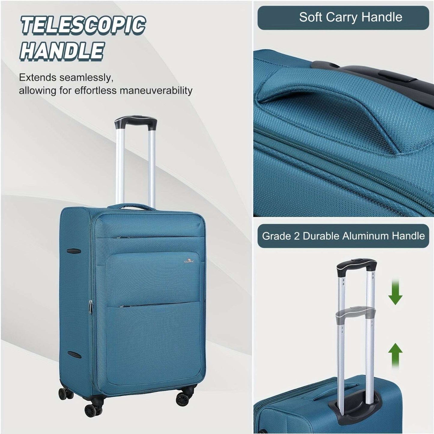 5-Pcs Luggage Set Soft Carry-on Lightweight Travel Suitcase Spinner Wheels 189 Luggage OK•PhotoFineArt OK•PhotoFineArt