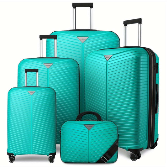 5-Piece Expandable Light Blue LARVENDER Luggage Set - Durable Aluminum Alloy, Universal Wheels 214 Luggage OK•PhotoFineArt OK•PhotoFineArt