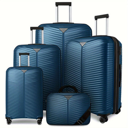 5-Piece Expandable Light Blue LARVENDER Luggage Set - Durable Aluminum Alloy, Universal Wheels 214 Luggage OK•PhotoFineArt OK•PhotoFineArt