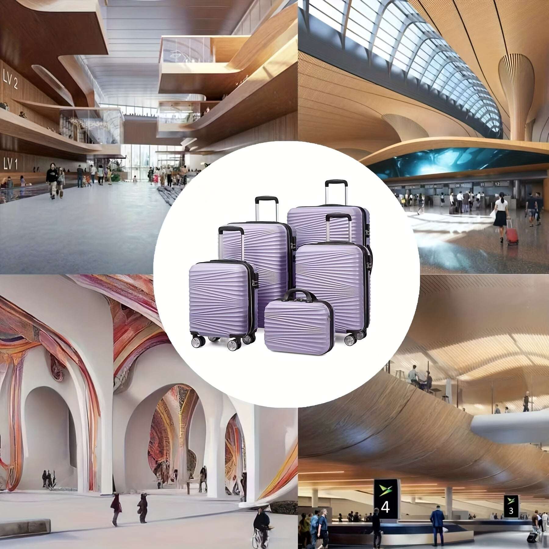 5-Piece LEAVES KING Purple Luggage Set - Smooth Rolling Universal Wheels 189 Luggage OK•PhotoFineArt OK•PhotoFineArt