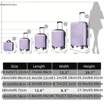 5-Piece LEAVES KING Purple Luggage Set - Smooth Rolling Universal Wheels 189 Luggage OK•PhotoFineArt OK•PhotoFineArt