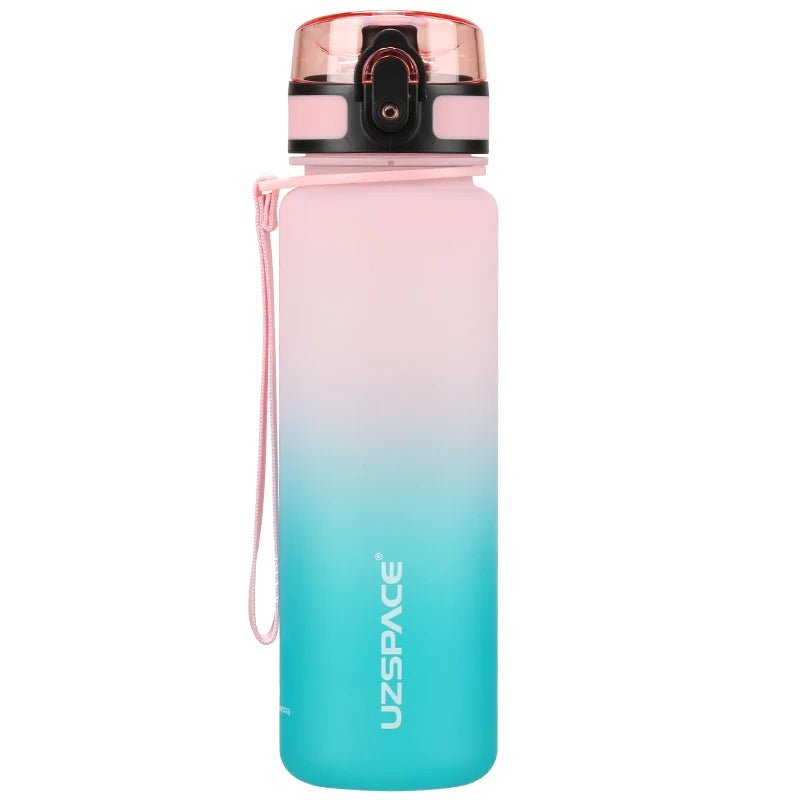 500/1000ml Sport Water Bottle BPA Free With Bounce Lid pink and cyan