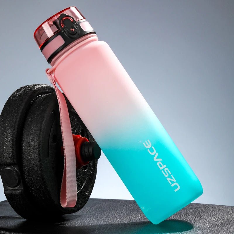 500/1000ML Sports Water Bottle Shaker BPA Free Pink and Cyan