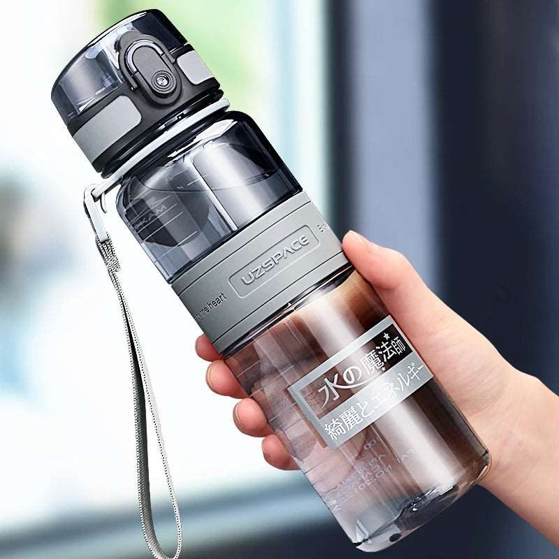 500/1000ml Water Bottles BPA Free Shaker Gray