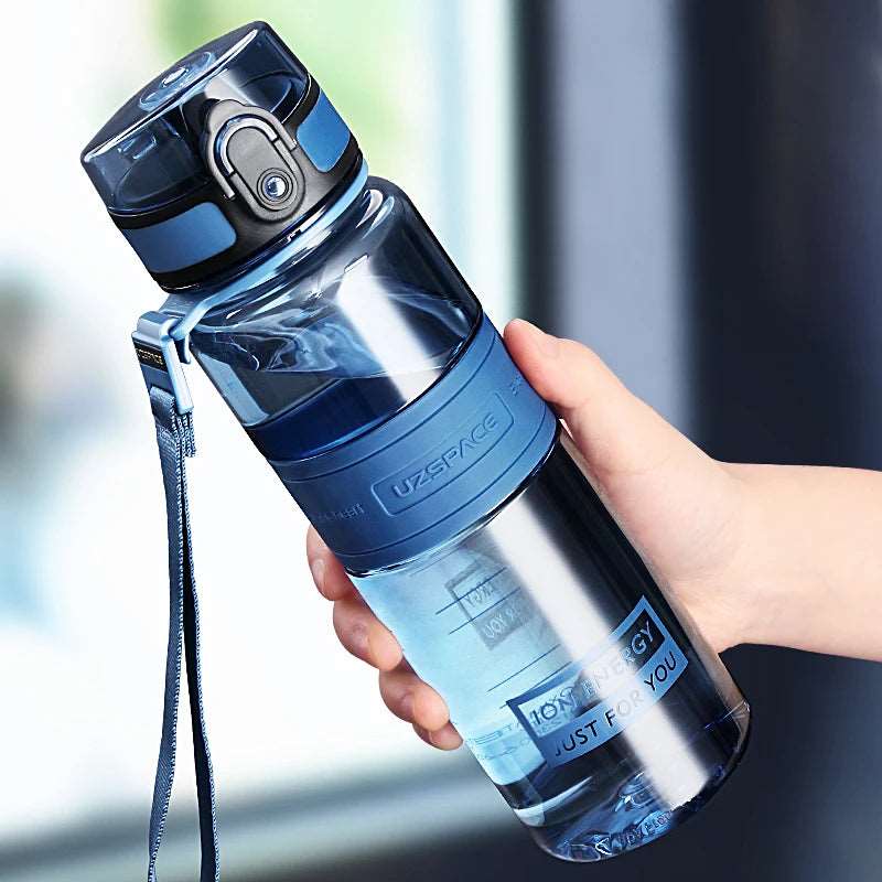 500/1000ml Water Bottles BPA Free Shaker Clitoria Blue