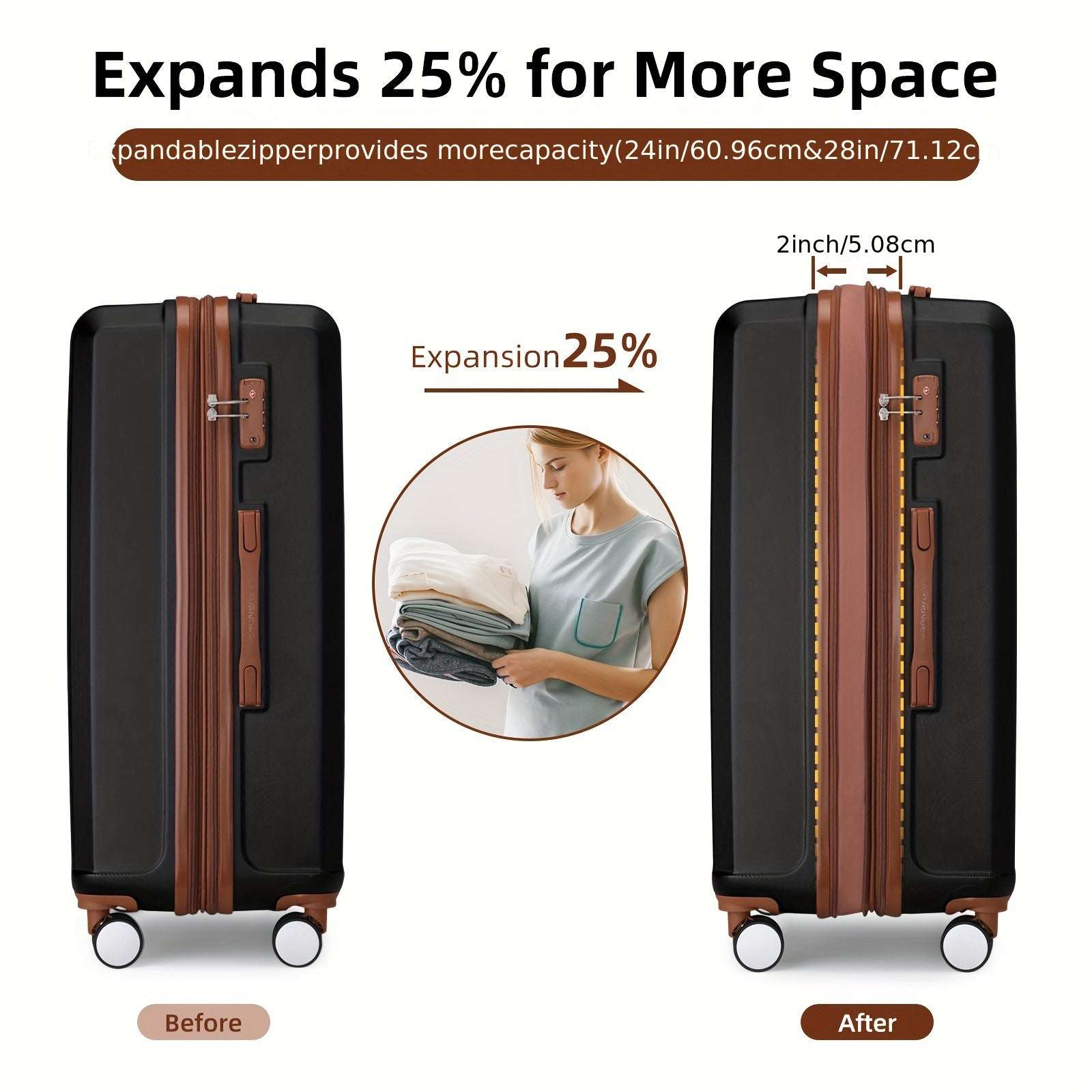 6-Pcs Expandable ABS Suitcase Set - Lightweight, Telescoping Handle, TSA-Approved Lock 206 Luggage OK•PhotoFineArt OK•PhotoFineArt