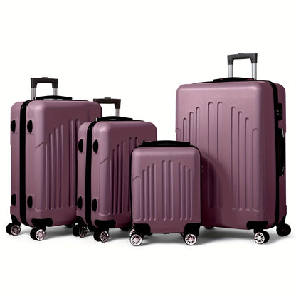 Ensemble de bagages de luxe 4 pièces – Coque rigide en ABS durable, doubles roues lisses, serrure approuvée TSA