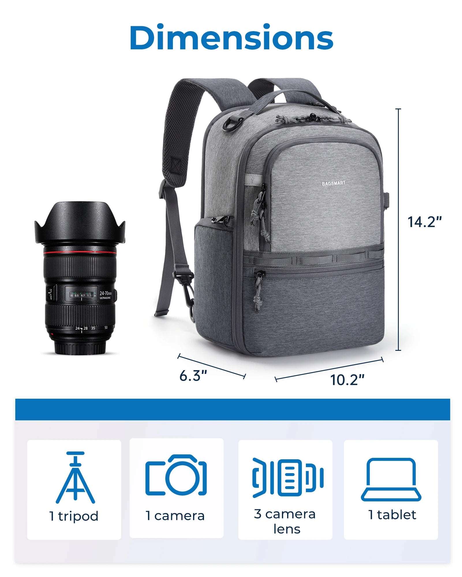 BAGSMART Camera Backpack for Photographers Waterproof