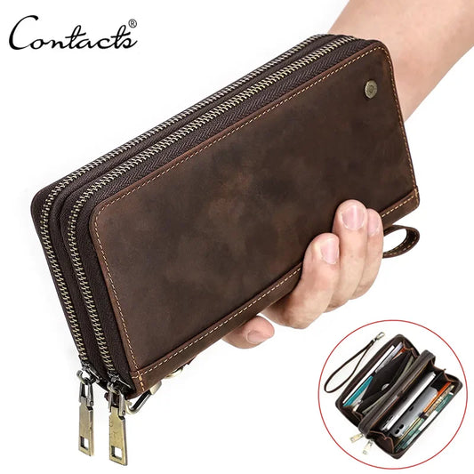Contact'S Genuine Leather Men's Wallet Clutch Card Holder Long