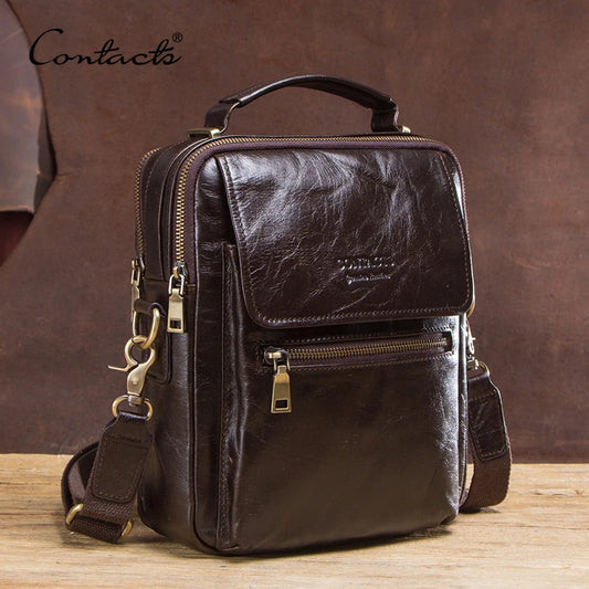 CONTACT'S New Genuine Leather Messenger Bag for Men 9.7" iPad