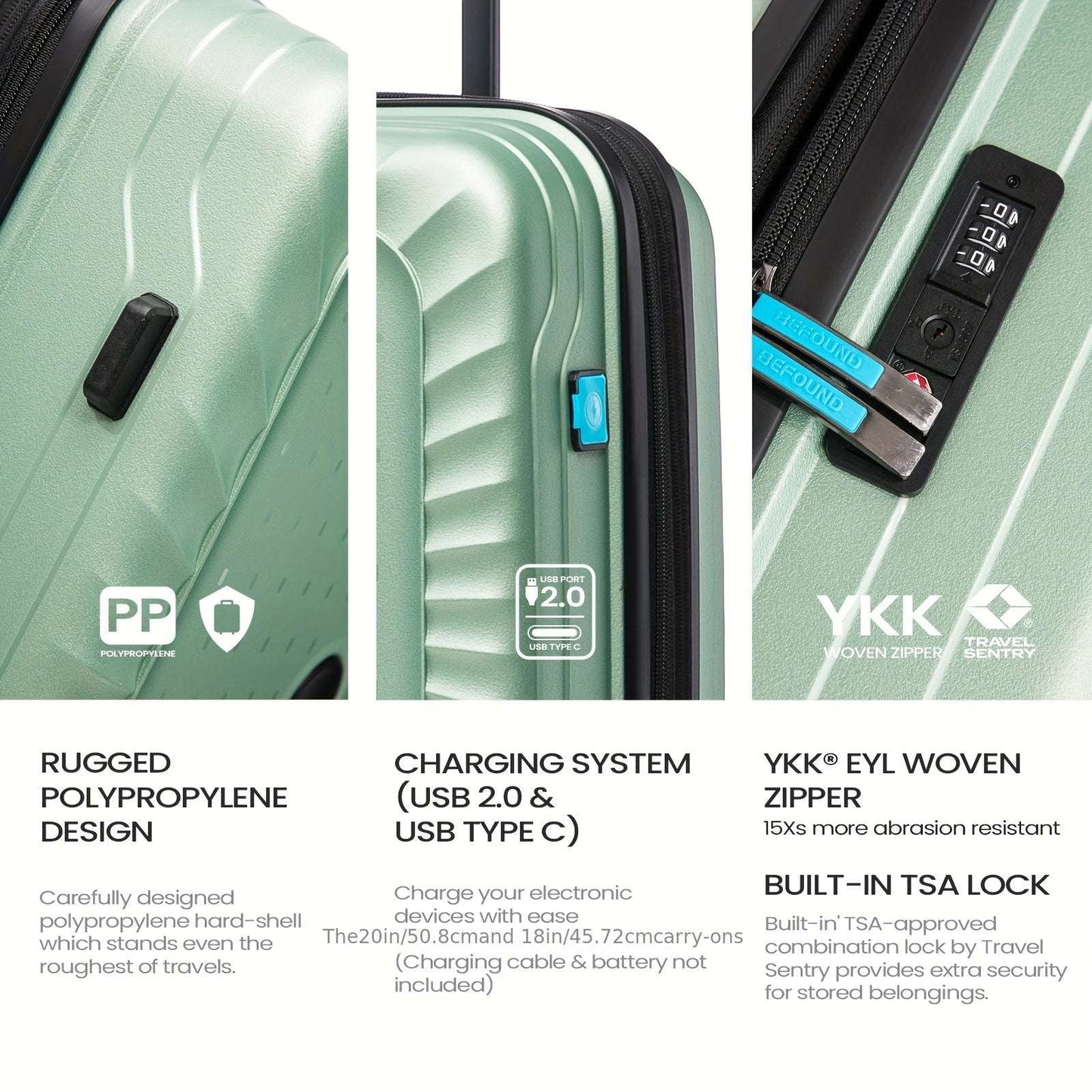 Befound Luggage Expandable 5 Piece Sets (14/18/20/24/28) PP Lightweight Spinner Suitcase With TSA Lock & YKK Zipper 183 Luggage OK•PhotoFineArt OK•PhotoFineArt