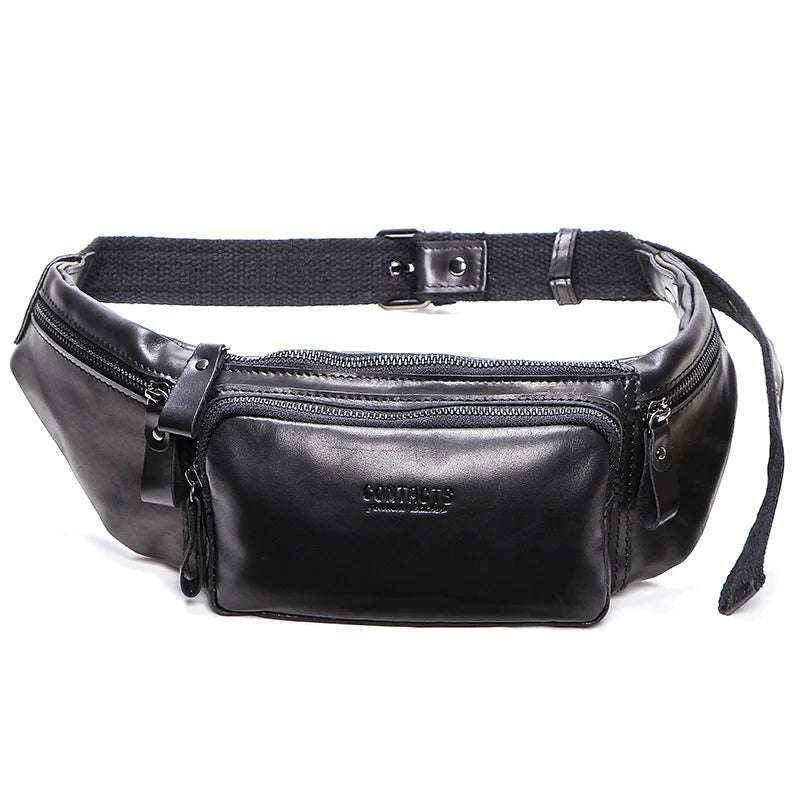 CONTACT'S Cow Leather Men's Waist Bag New Casual Cell Phone Pocket 48 Waist bag ContactS OK•PhotoFineArt
