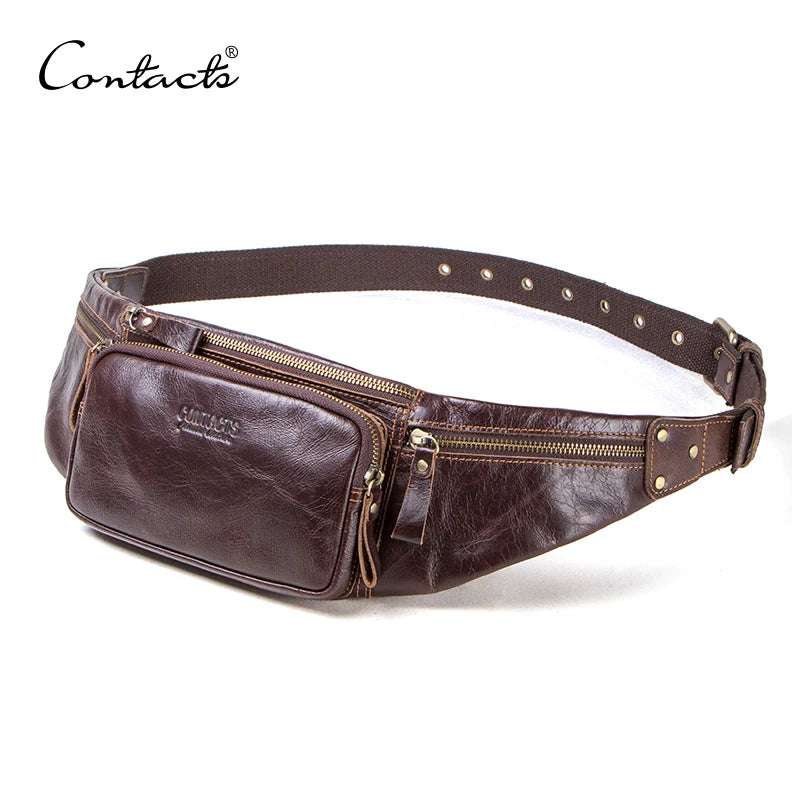 CONTACT'S Cow Leather Men's Waist Bag New Casual Cell Phone Pocket 48 Waist bag ContactS OK•PhotoFineArt