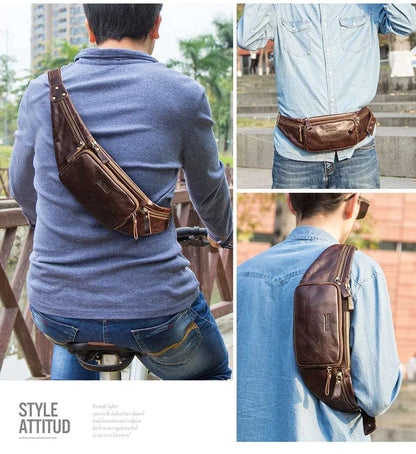 CONTACT'S Cow Leather Men's Waist Bag New Casual Cell Phone Pocket 48 Waist bag ContactS OK•PhotoFineArt