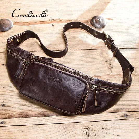CONTACT'S Cow Leather Men's Waist Bag New Casual Cell Phone Pocket 48 Waist bag ContactS OK•PhotoFineArt