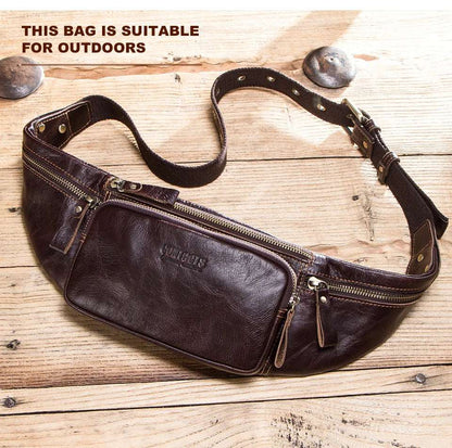 CONTACT'S Cow Leather Men's Waist Bag New Casual Cell Phone Pocket 48 Waist bag ContactS OK•PhotoFineArt