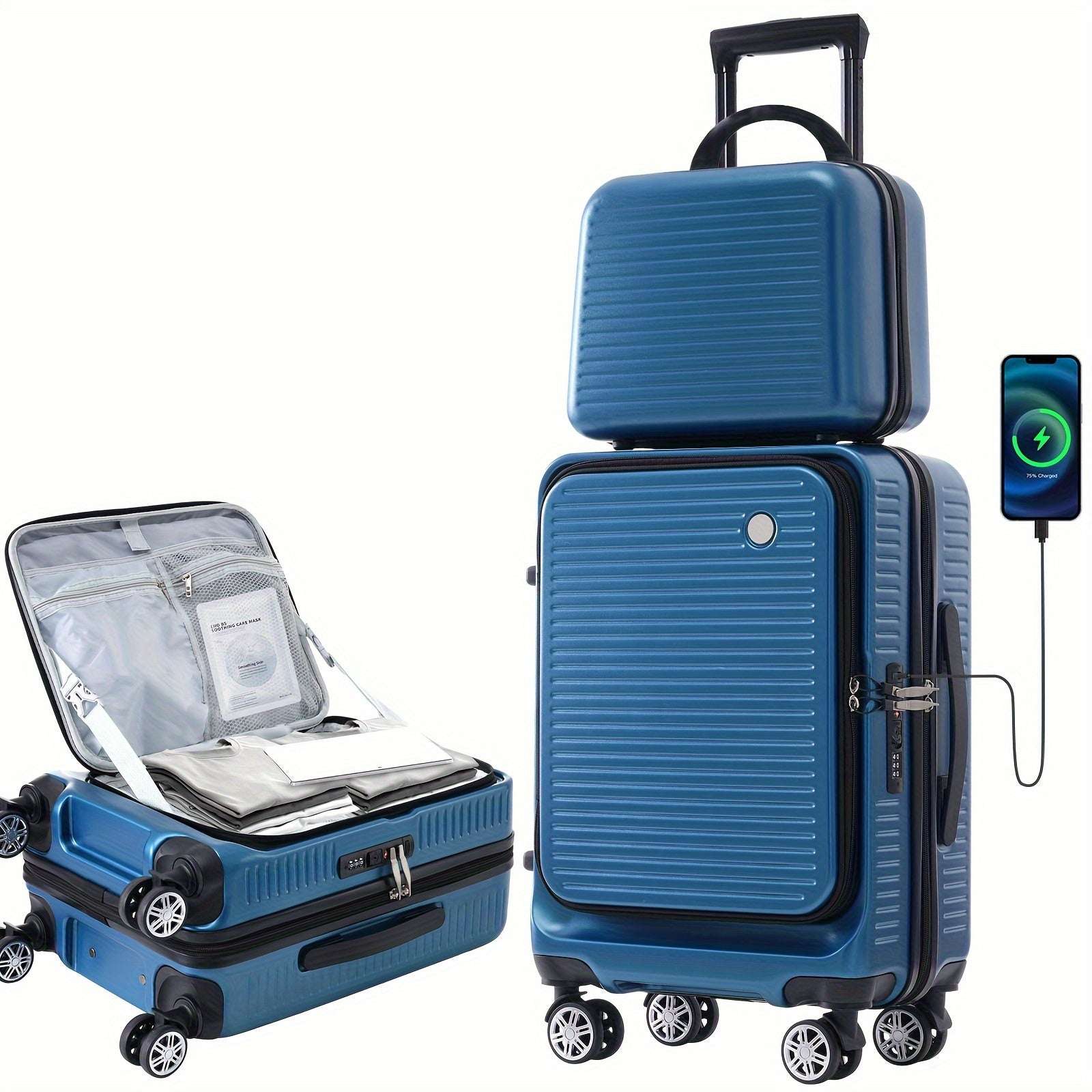 Carry-on 20" front open Lightweight suitcase with USB port 125 Luggage OK•PhotoFineArt OK•PhotoFineArt